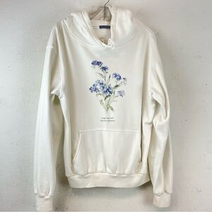 Brandy Melville Flowers “Forget Me Not” Hoodie Sweatshirt Size L